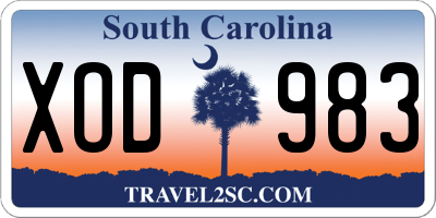 SC license plate XOD983