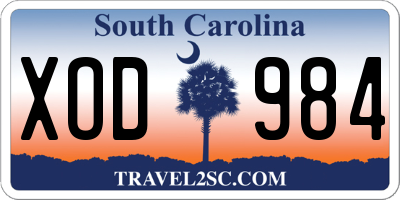 SC license plate XOD984