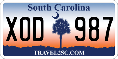 SC license plate XOD987
