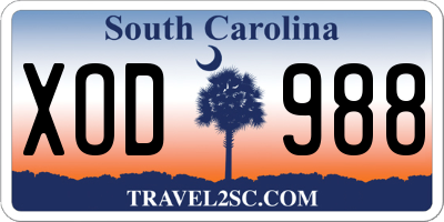 SC license plate XOD988
