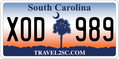 SC license plate XOD989