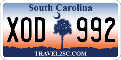 SC license plate XOD992