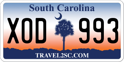 SC license plate XOD993