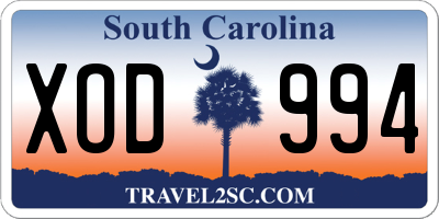 SC license plate XOD994