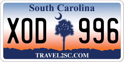 SC license plate XOD996