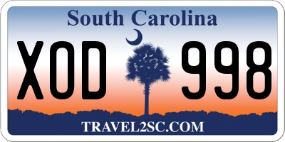 SC license plate XOD998