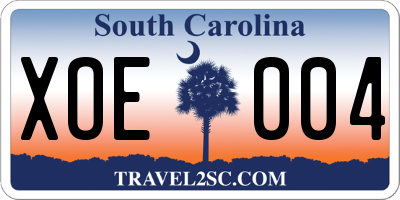 SC license plate XOE004