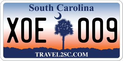SC license plate XOE009
