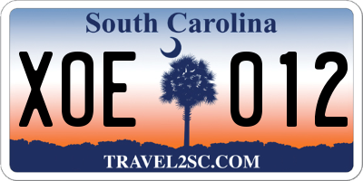 SC license plate XOE012
