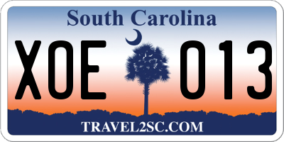 SC license plate XOE013