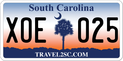 SC license plate XOE025