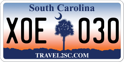 SC license plate XOE030