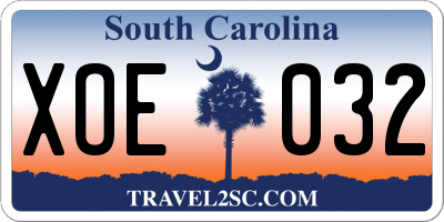 SC license plate XOE032