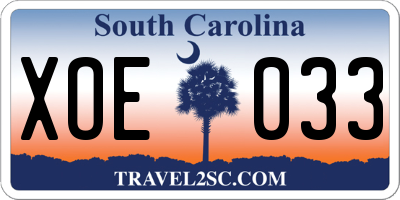 SC license plate XOE033