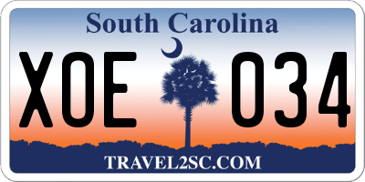 SC license plate XOE034