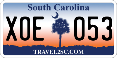 SC license plate XOE053