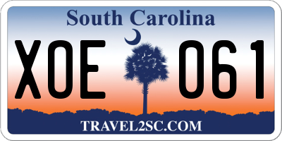 SC license plate XOE061