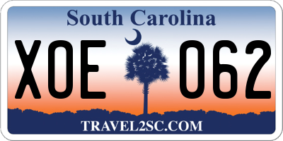 SC license plate XOE062