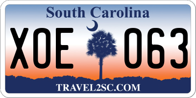 SC license plate XOE063