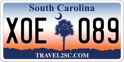 SC license plate XOE089