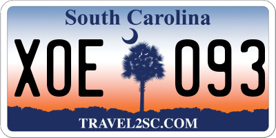 SC license plate XOE093