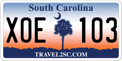 SC license plate XOE103