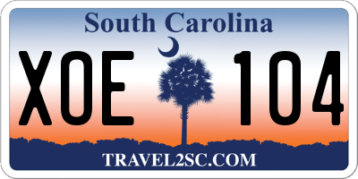SC license plate XOE104