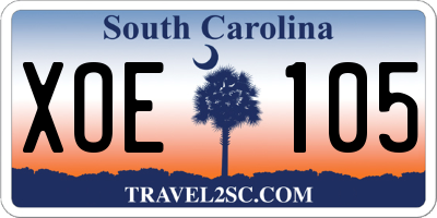 SC license plate XOE105