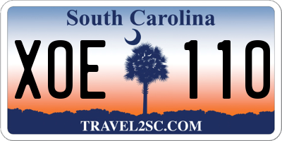 SC license plate XOE110