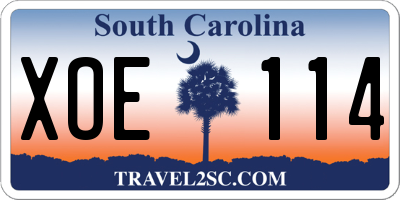 SC license plate XOE114