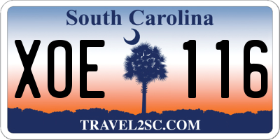 SC license plate XOE116