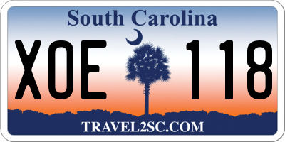 SC license plate XOE118