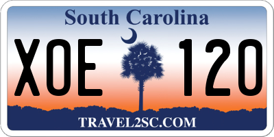 SC license plate XOE120