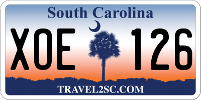 SC license plate XOE126