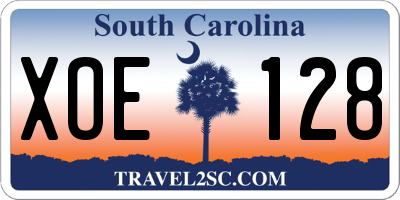 SC license plate XOE128