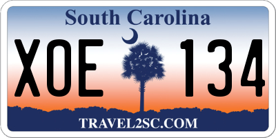 SC license plate XOE134