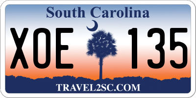 SC license plate XOE135