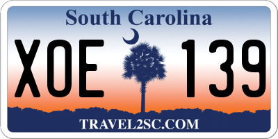 SC license plate XOE139