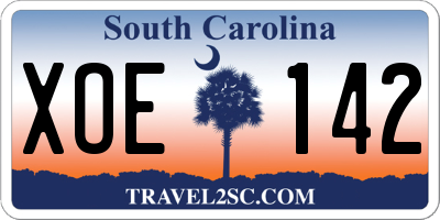 SC license plate XOE142