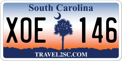 SC license plate XOE146