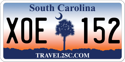 SC license plate XOE152