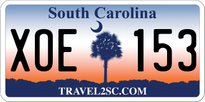 SC license plate XOE153