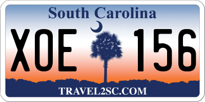 SC license plate XOE156