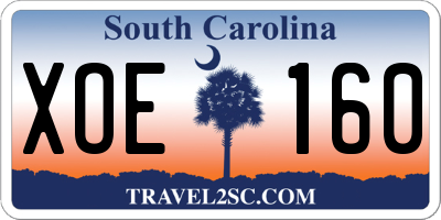 SC license plate XOE160