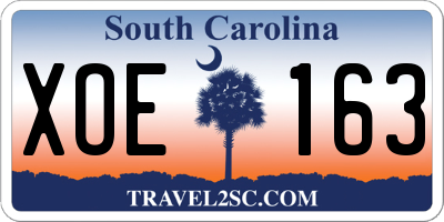 SC license plate XOE163