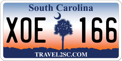 SC license plate XOE166