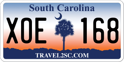 SC license plate XOE168