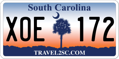 SC license plate XOE172