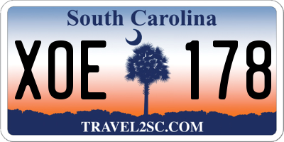 SC license plate XOE178