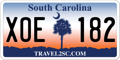 SC license plate XOE182